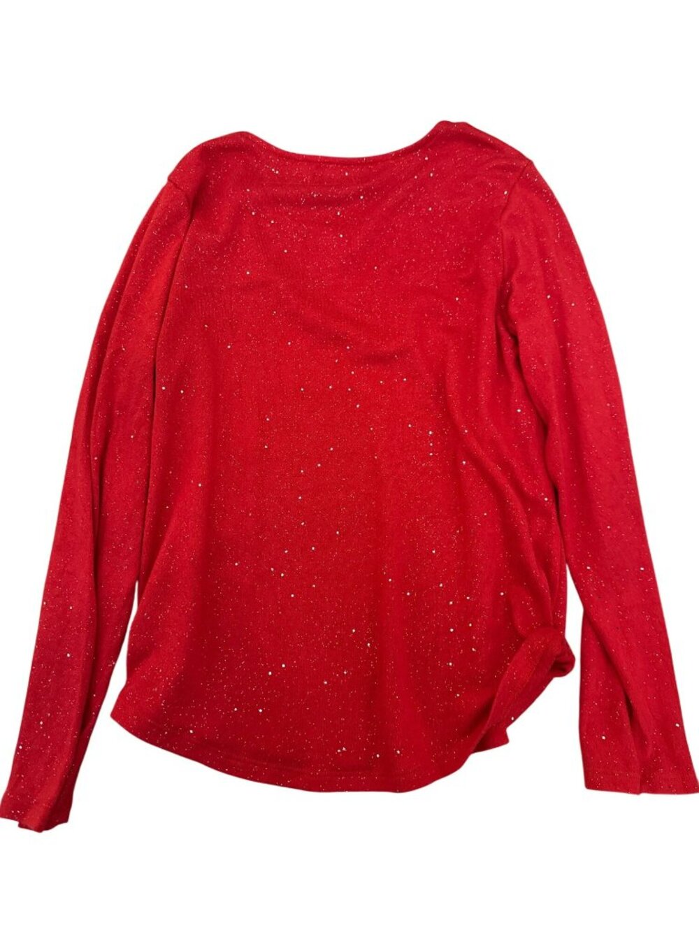 Old Navy Girls Juniors Shirt XL 14-16  Red Glitter Long Sleeve Festive - Picture 2 of 6